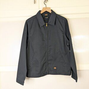 Dickies Navy Blue Lightweight Work Jacket Gold Zipper Pockets Size Medium Reg